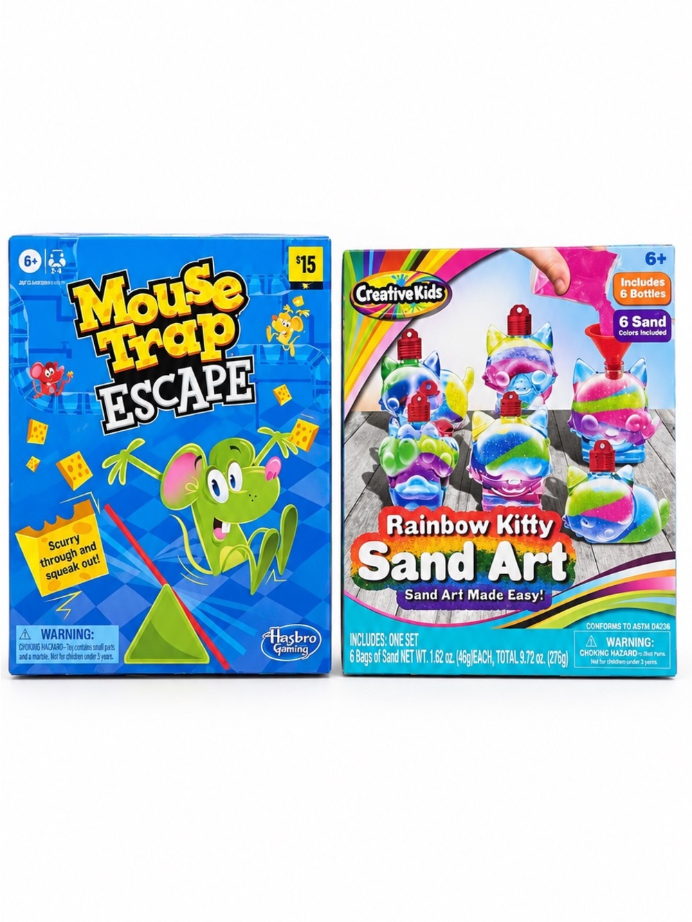 2 Piece Kids Activity Bundle Mouse Trap Escape Game & Rainbow Kitty Sand Art NEW